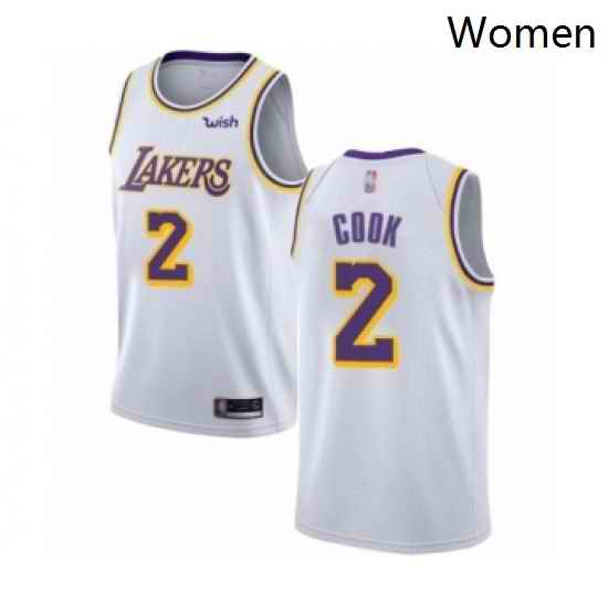 Womens Los Angeles Lakers 2 Quinn Cook Authentic White Basketball Jersey Association Edition